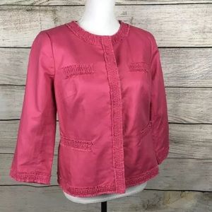 NWT Talbots linen blend jacket pink snap front